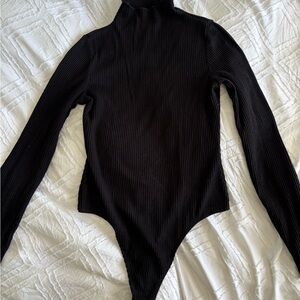 Black Ribbed Turtleneck Bodysuit